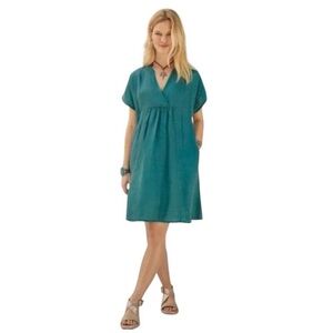 Sundance 100% Linen Dusk to Dawn Teal Dress Oversized Small